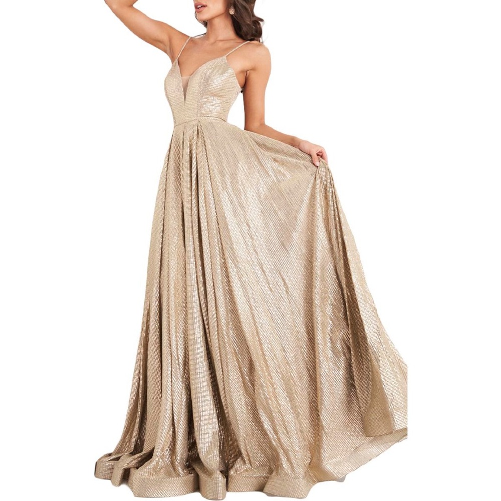 JVN by Jovani Red/Gold Metallic Ballgown